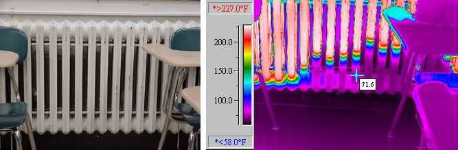 Radiator with thermal imaging comparison