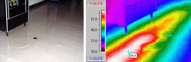 Thermal image of floor with temperature gradient